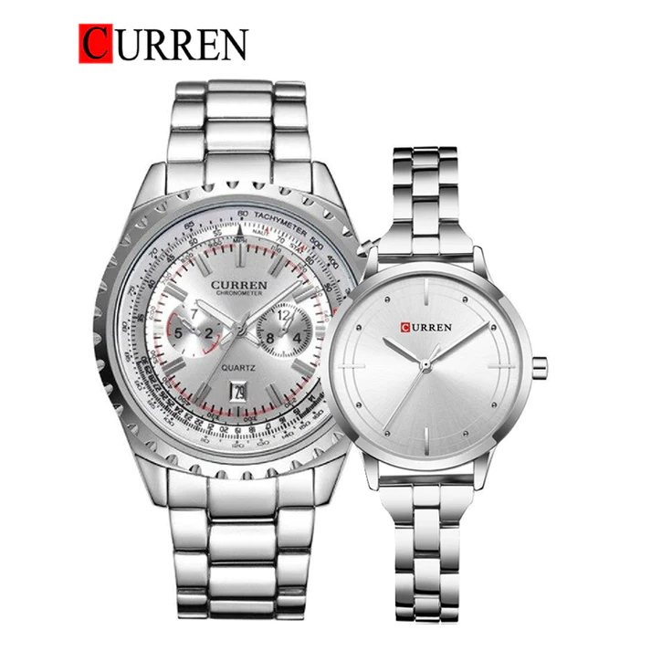 CURREN Original Brand Stainless Steel Band Wrist Watch For Couples With Brand (Box & Bag)